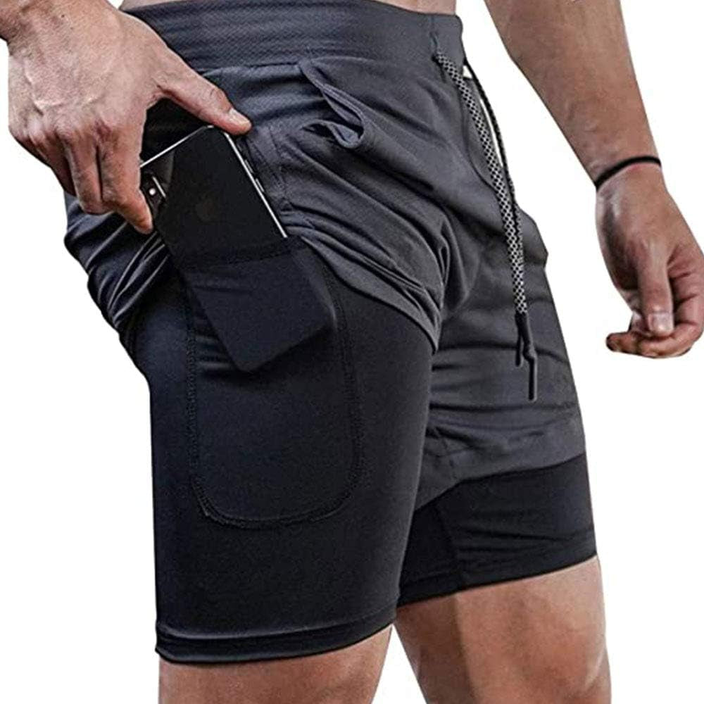 Mens Running Shorts,Workout Running Shorts for Men,2-In-1 Stealth Shorts,7-Inch Gym Yoga Outdoor Sports Shorts