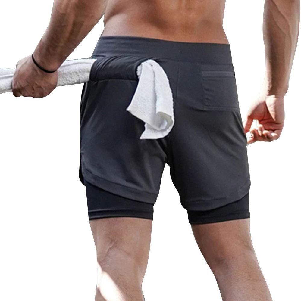 Mens Running Shorts,Workout Running Shorts for Men,2-In-1 Stealth Shorts,7-Inch Gym Yoga Outdoor Sports Shorts