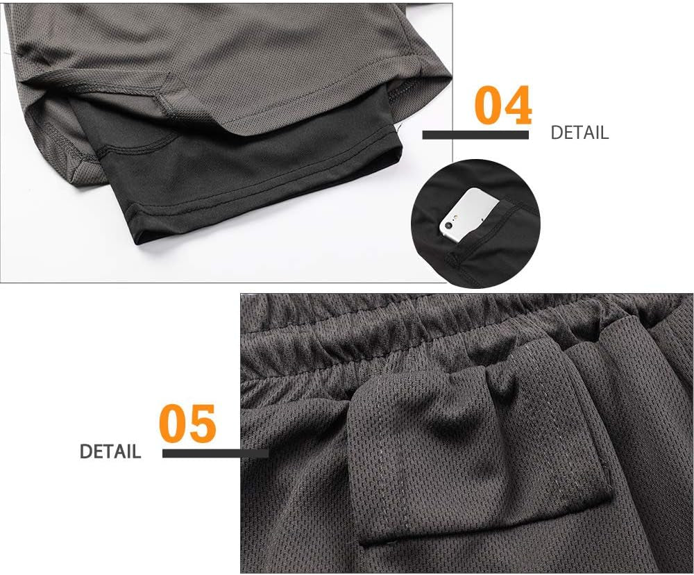 Mens Running Shorts,Workout Running Shorts for Men,2-In-1 Stealth Shorts,7-Inch Gym Yoga Outdoor Sports Shorts