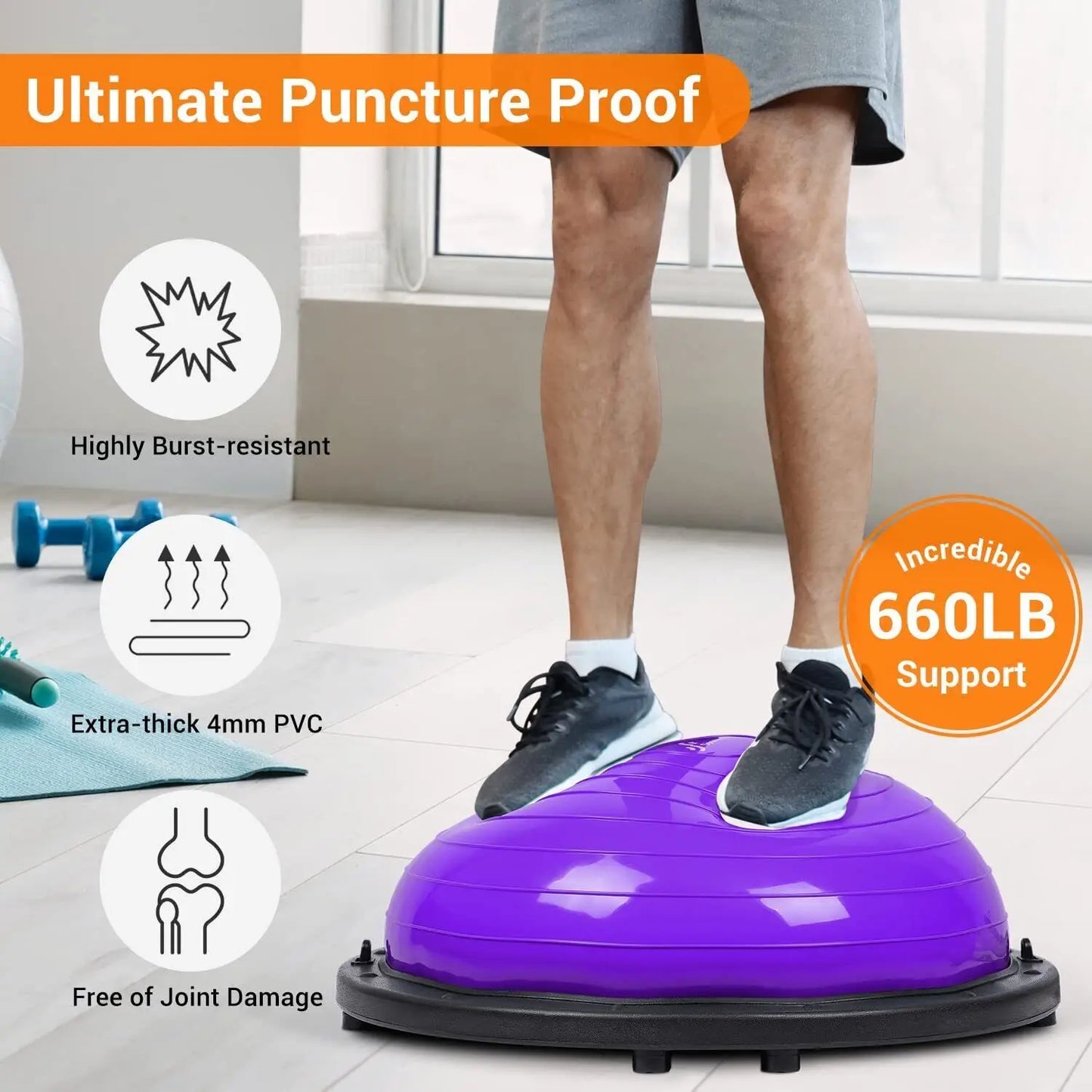 Sportneer Half Balance Ball Balance Board with Resistance Bands Balance Trainer