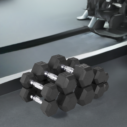 150Lb Rubber Hex Dumbbell Set